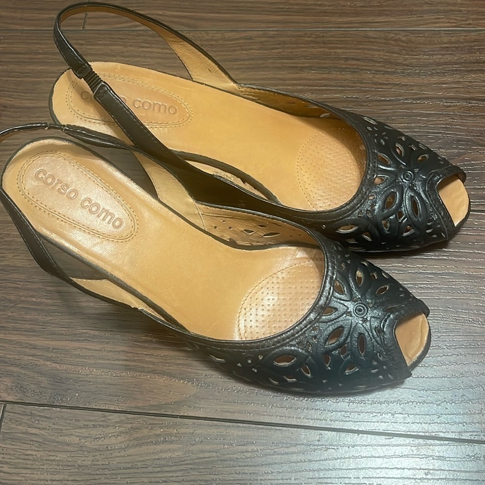 Corso Como Sling Back Heels Leather Upper